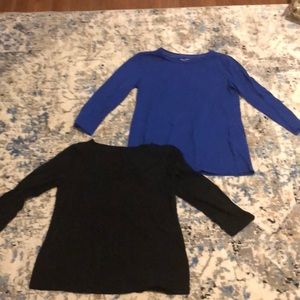 Black & blue mid sleeve tops